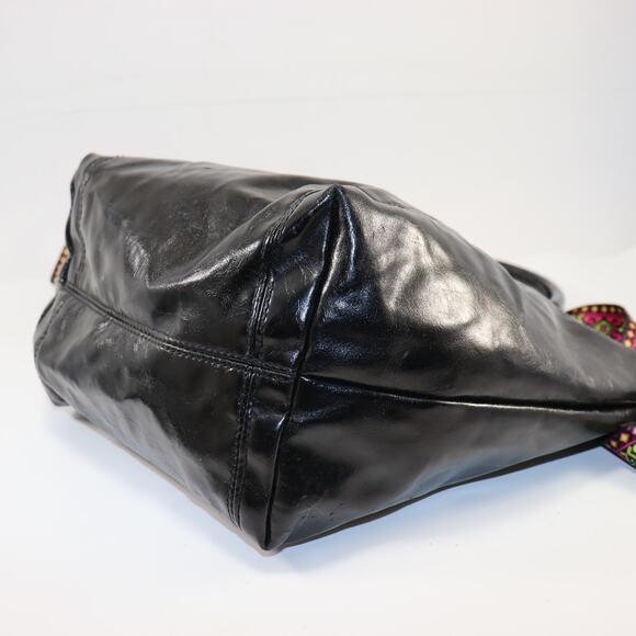 Longchamp Le Pliage Cuir Black Leather Tote w/ Color Strap - Picture 4 of 8